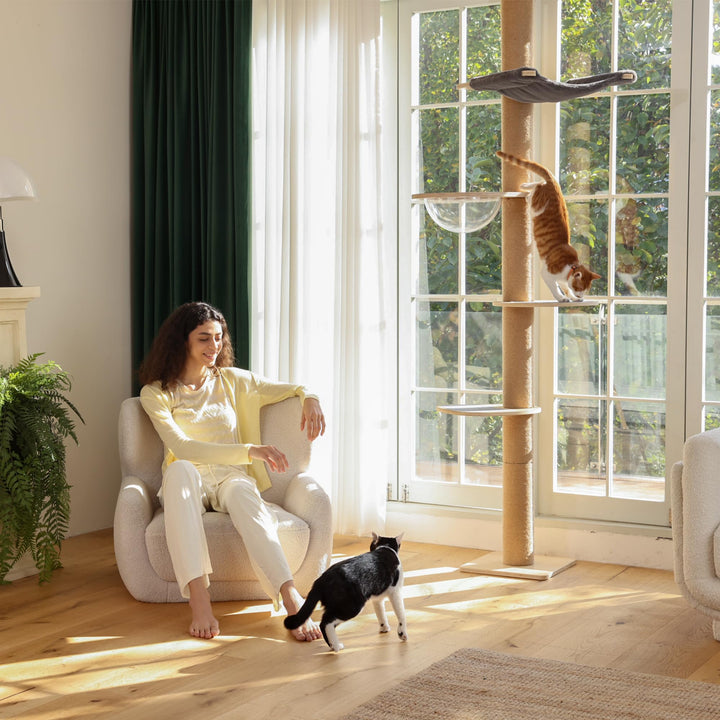 Katzenbaum Decke 6 Etagen 259-300 cm mit Raumkapsel und Hängematte - Bild 8