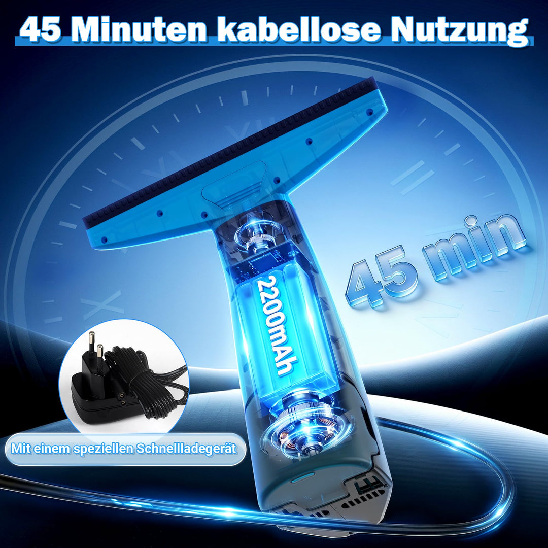 Fenstersauger Elektrisch 28cm Saugdüse 200ml Tank Akku 45min - Bild 3