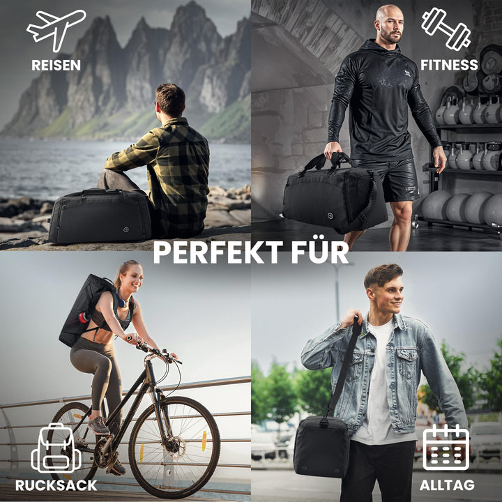 Sporttasche 40 L mit Rucksackfunktion, Schuh- und Nassfach, Blau - Bild 6