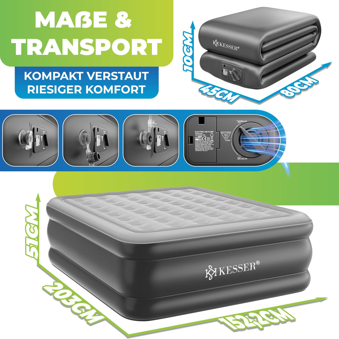 Luftbett selbstaufblasend für 2 Personen mit Pumpe 203x153x51 cm - Bild 6