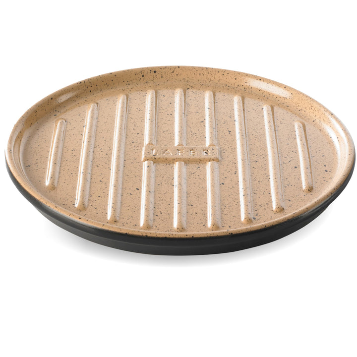 Grillplatte Keramik rund Ø 31,5 cm mit Stegen für Grill &amp; Backofen