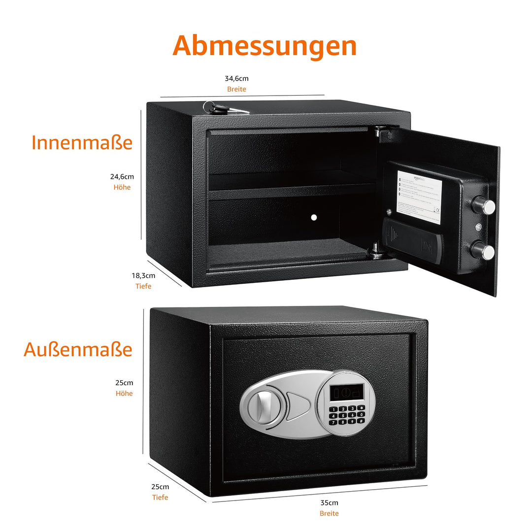 Stahl-Tresor 14 l mit Digitalcode und 2 Notfallschlüsseln - Bild 2