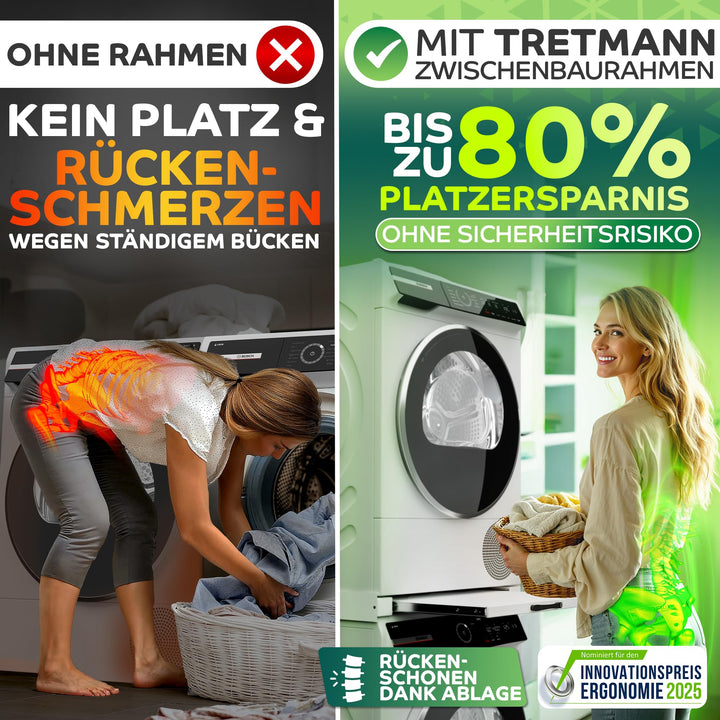 Zwischenbaurahmen Waschmaschine Trockner Stahl mit Ausziehplatte - Bild 3
