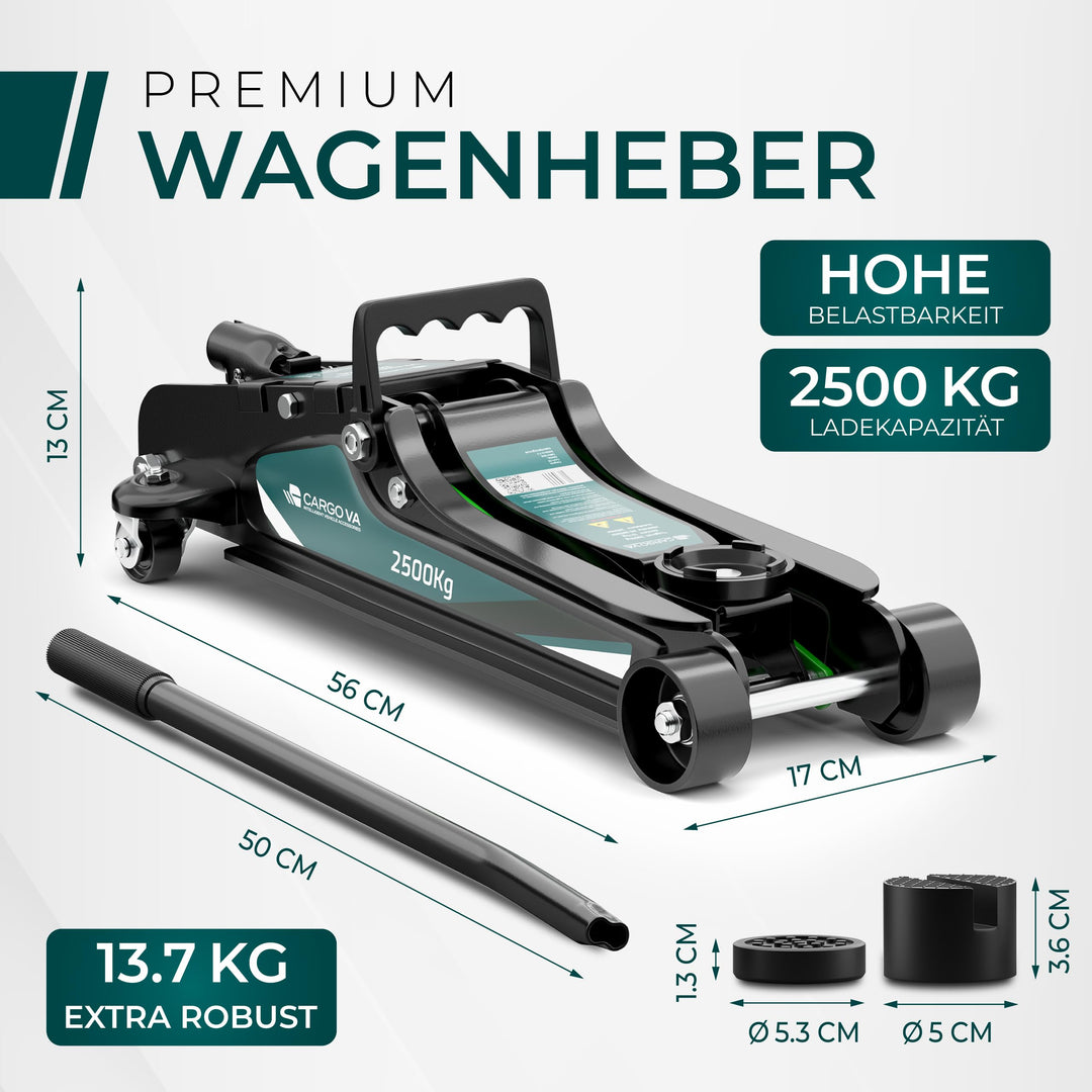 Rangierwagenheber hydraulisch 2,5t TÜV-geprüft 85-380mm Hub mit Koffer - Bild 5