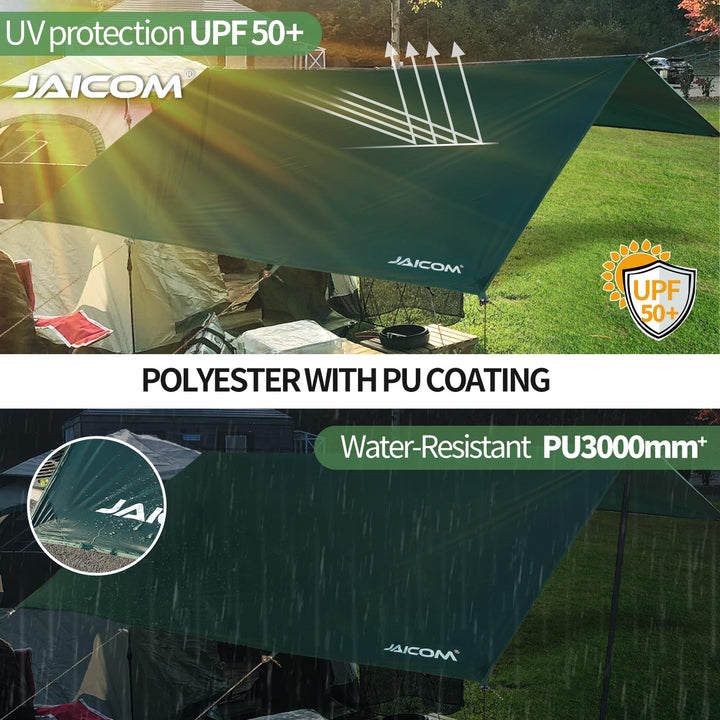 Camping Tarp 3x4m Polyester Wasserdicht UV-Schutz mit Zubehörset - Bild 4