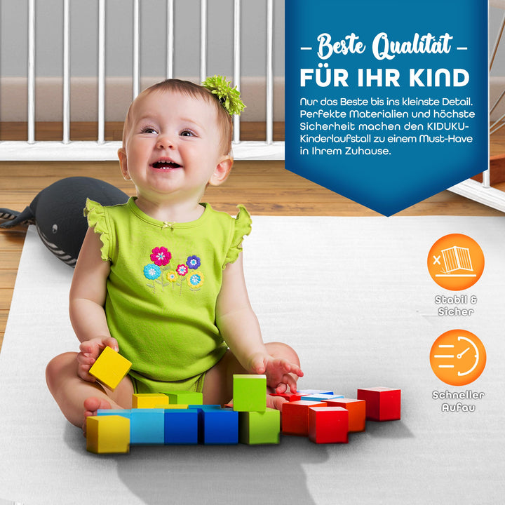 Laufgitter XXL Holz 8-teilig klappbar mit Tür &amp; Doppelsicherung - Bild 7