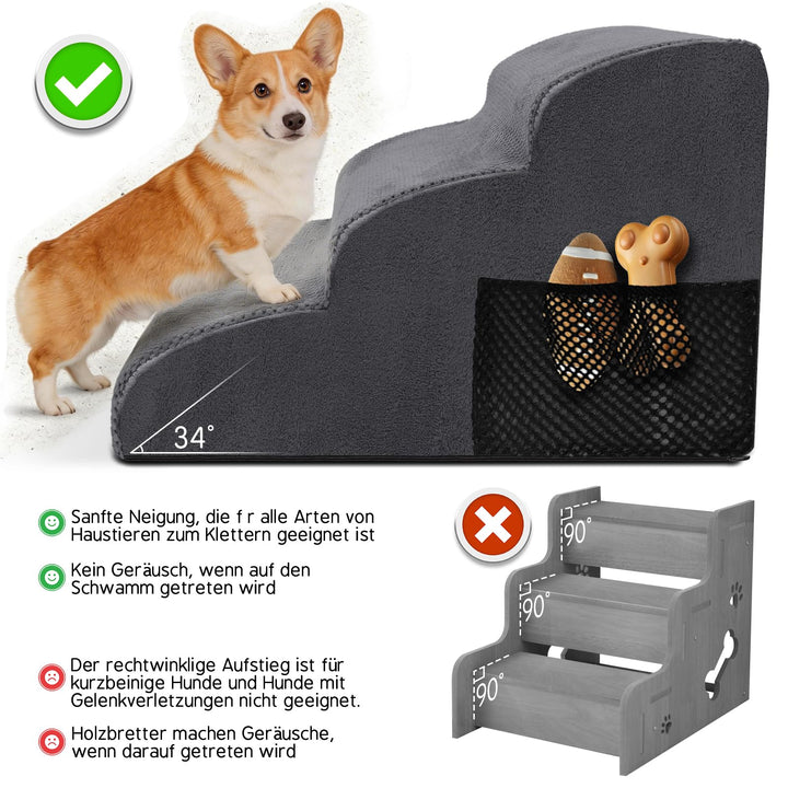 Hundetreppe 3 Stufen Schaumstoff mit Tragegriff für Hund und Katze - Bild 3
