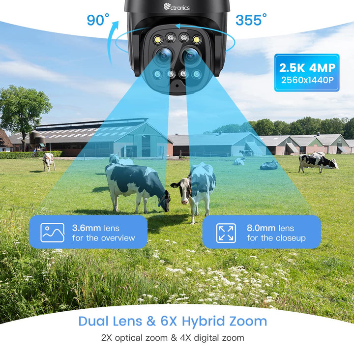 Überwachungskamera Aussen 4MP 2.5K Dual-Objektiv 6x Hybrid-Zoom WLAN - Bild 4