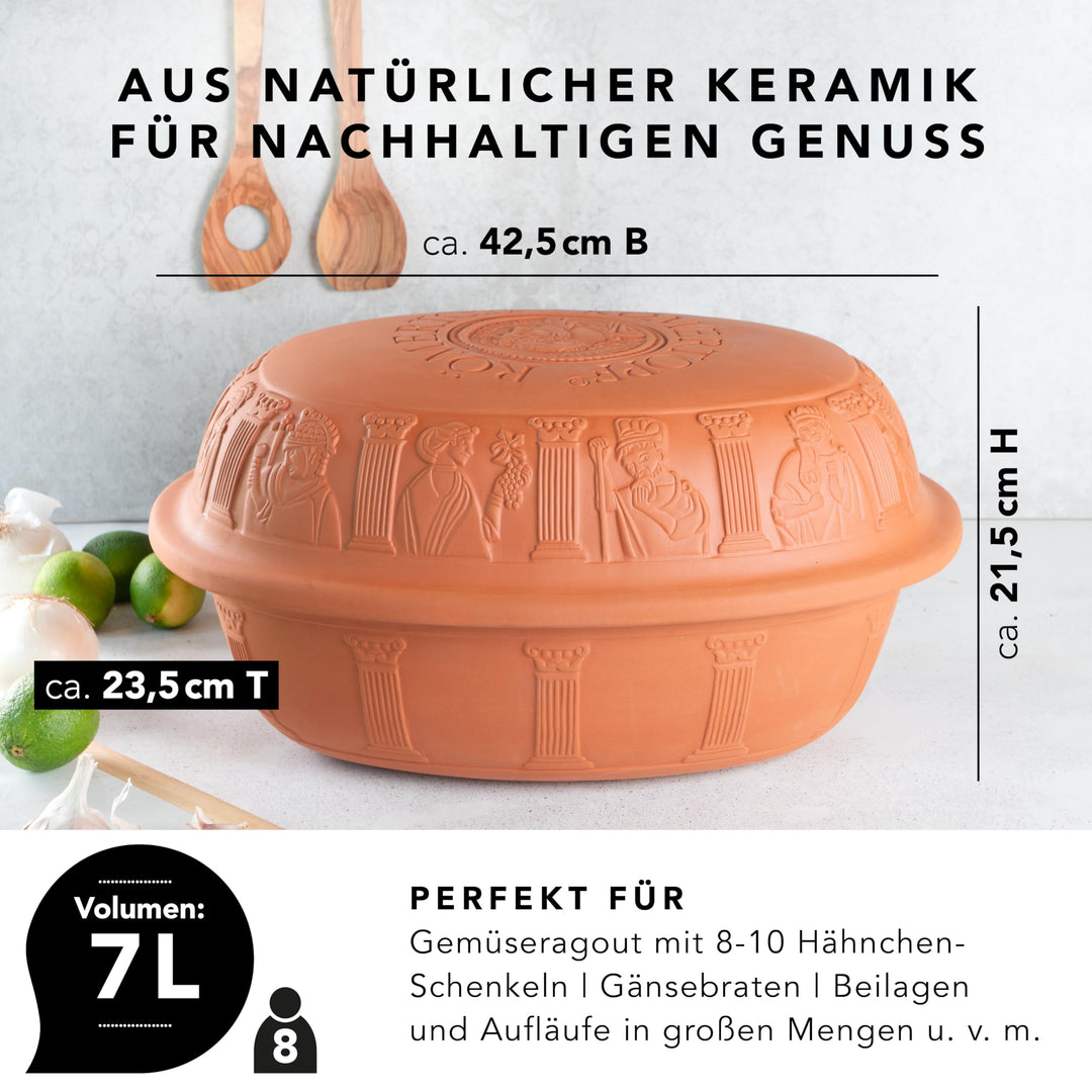 Tontopf Bräter 7 L für 8 Personen Gänsebräter mit Deckel - Bild 5