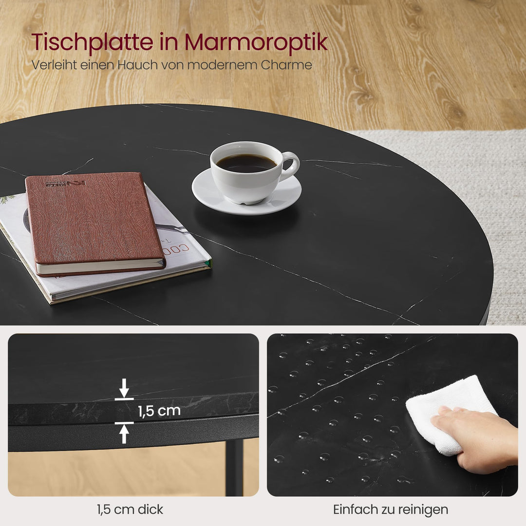 Couchtisch Glas Marmorschwarz 80x80x45 cm mit Ablagefläche - Bild 5