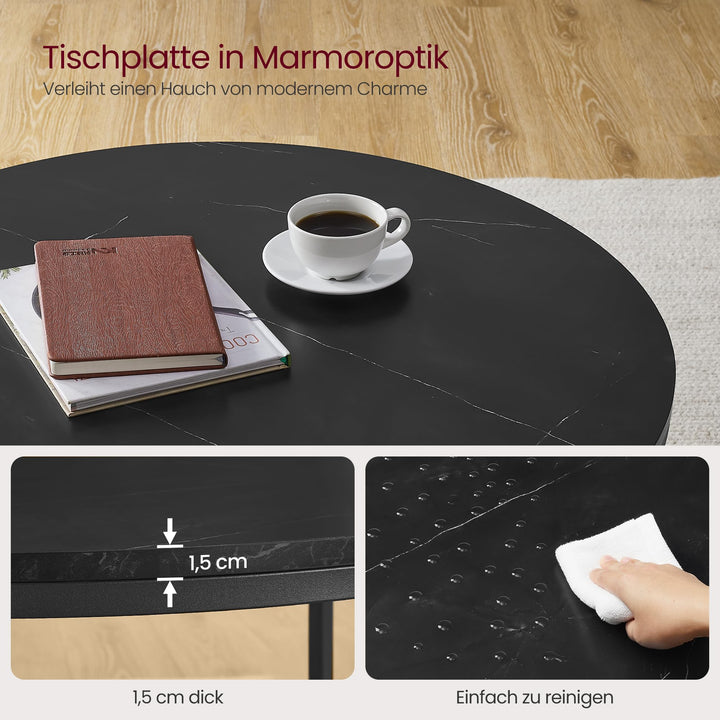 Couchtisch Glas Marmorschwarz 80x80x45 cm mit Ablagefläche - Bild 5