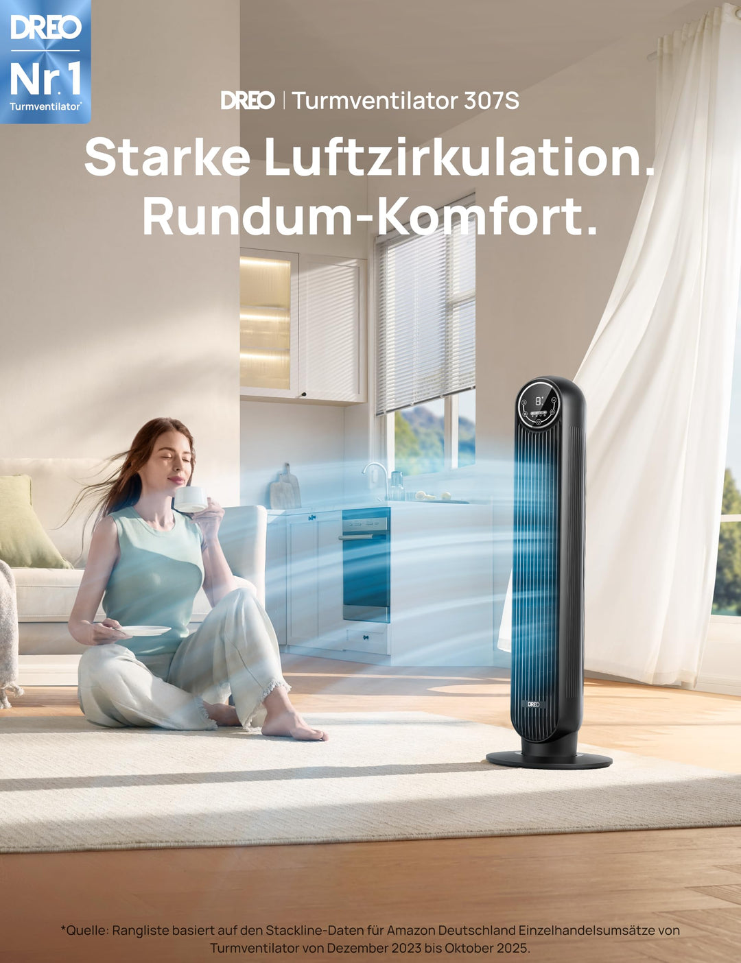 Turmventilator Smart 90cm oszillierend 4 Modi App-Steuerung - Bild 3