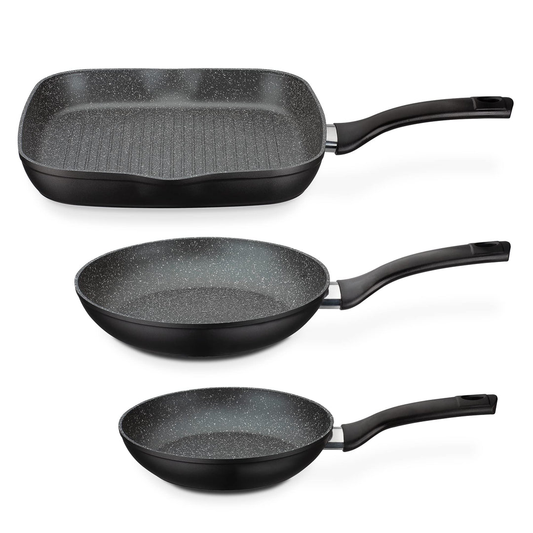 Pfannen-Set 3-teilig Aluminium mit Antihaft Granit für Induktion