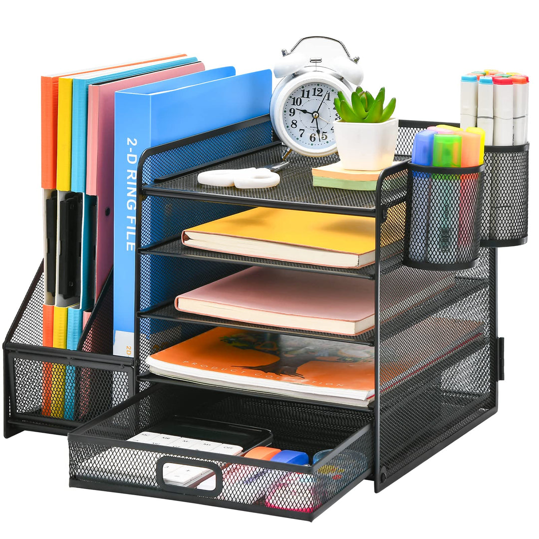 Schreibtisch Organizer Metall 5 Ebenen mit Schublade und Stifthalter
