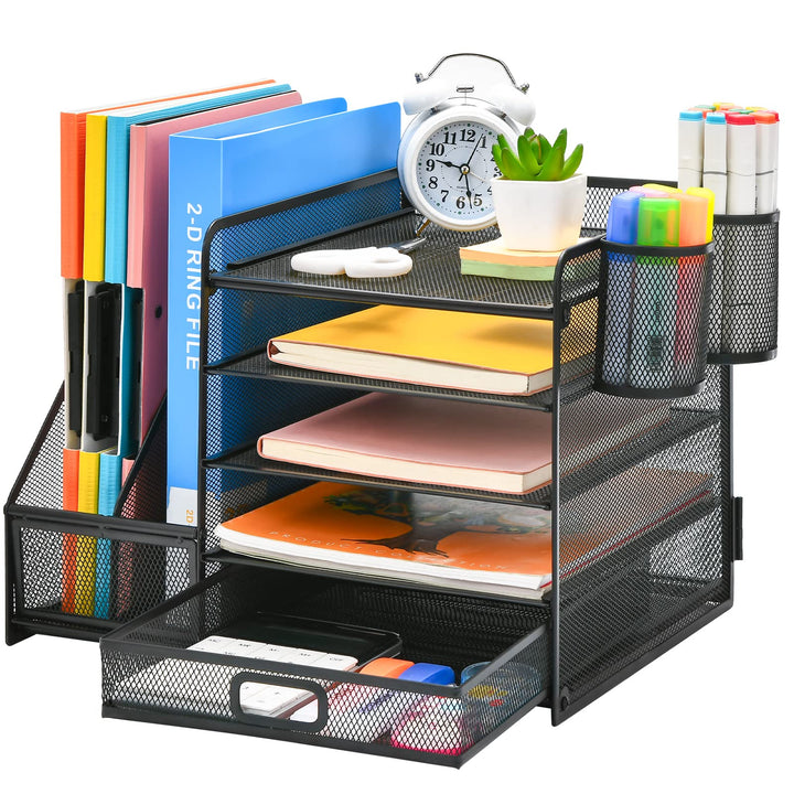 Schreibtisch Organizer Metall 5 Ebenen mit Schublade und Stifthalter