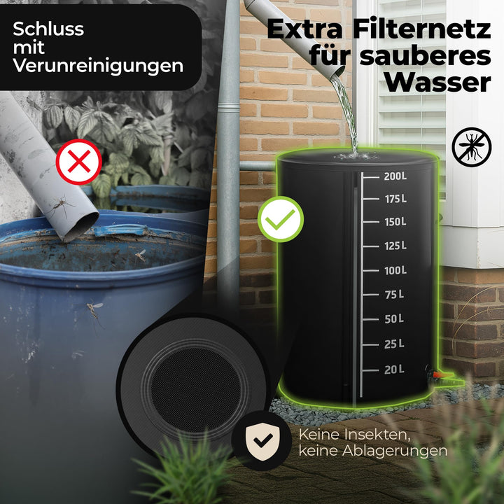 Regentonne faltbar 200L mit Füllstandsanzeige und Insektenschutz - Bild 3
