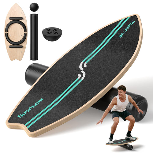 Balance Board 8-in-1 Buchenholz mit Rolle, Ball & Halbkugel 200 kg
