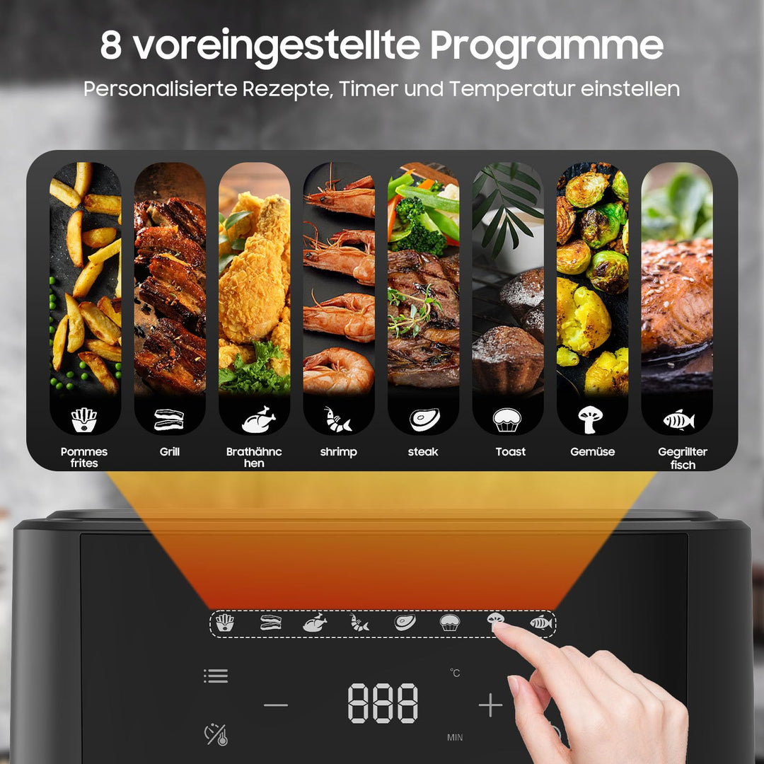 Heissluftfritteuse 6,5L XL 1700W Metall-Innenraum 8 Programme - Bild 2