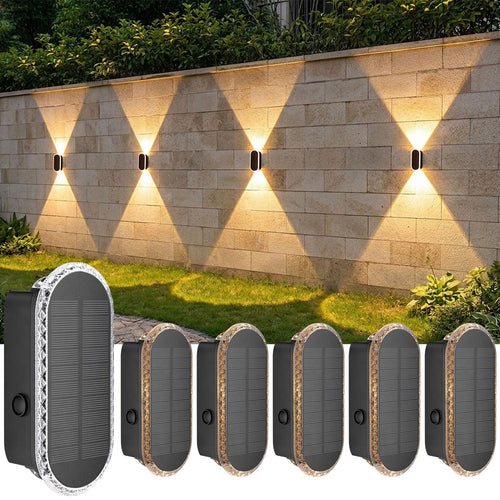 Solar Wandleuchte Aussen Up & Down 3 Lichtfarben IP65 6er-Set