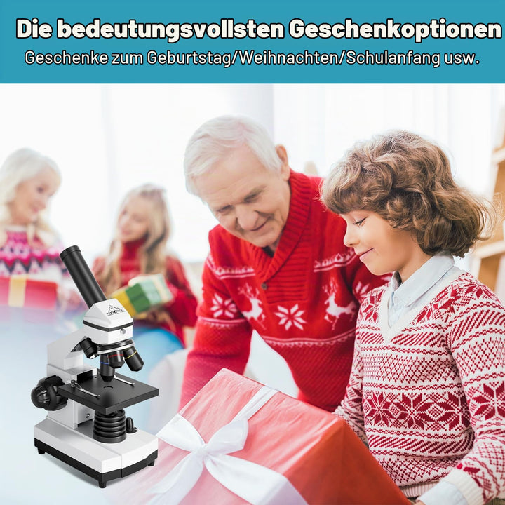 Monokular Mikroskop 200-2000x mit LED, Handyadapter und Tragetasche - Bild 5