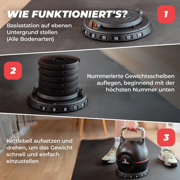 Kettlebell verstellbar 2–20 kg 7-in-1 fuer Home Gym - Bild 4