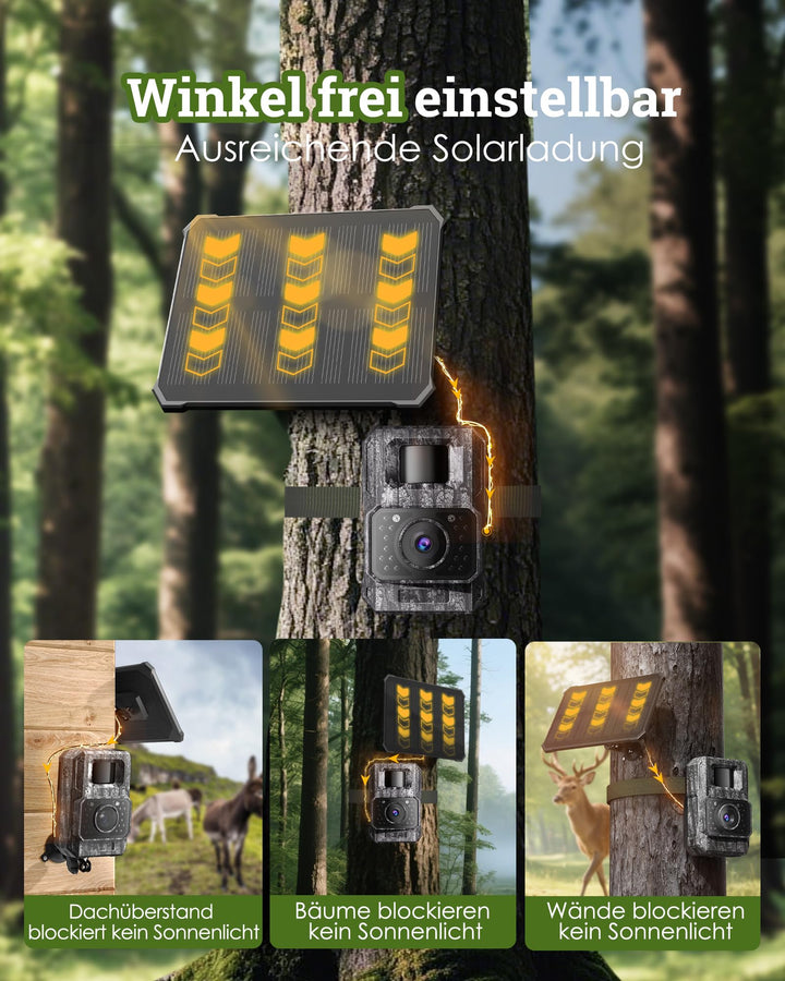 Wildkamera Solar 4K 64MP WLAN App-Steuerung Nachtsicht 6000mAh - Bild 2