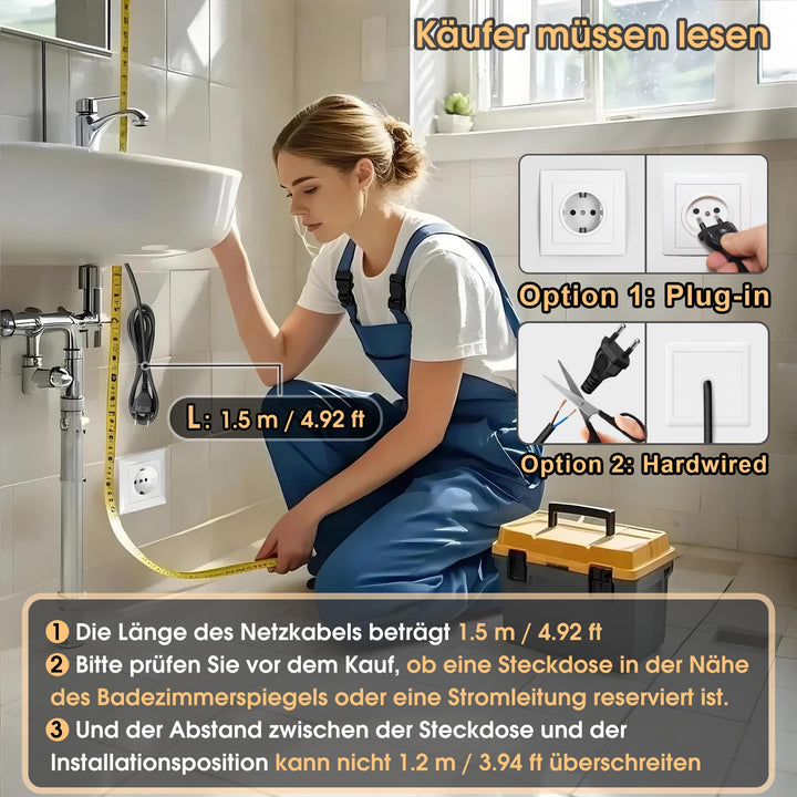 Badspiegel mit LED-Beleuchtung rahmenlos 60x45 cm dimmbar - Bild 7