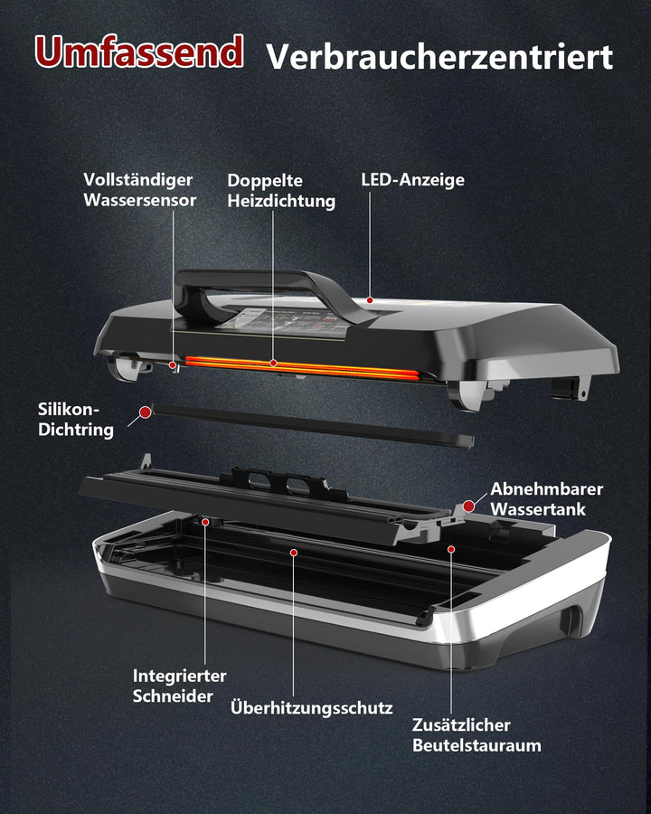 Vakuumiergerät 95 kPa doppelte Schweissnaht 12-in-1 mit Cutter - Bild 4