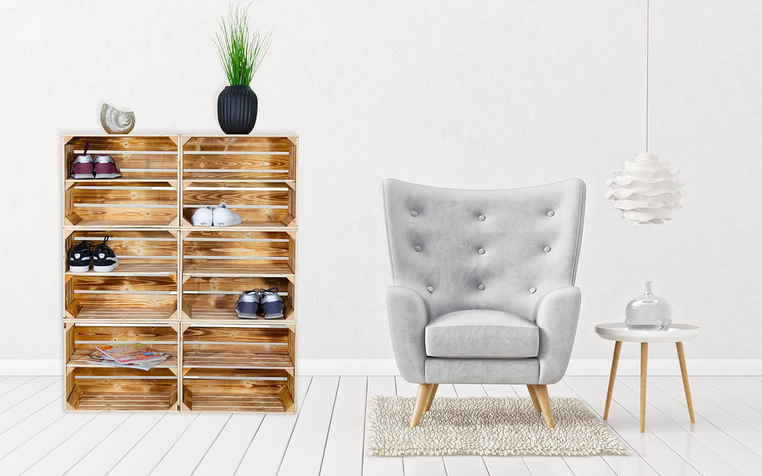 Holzkisten-Regal flambiert 6er-Set mit Zwischenboden 50x40x30cm - Bild 3