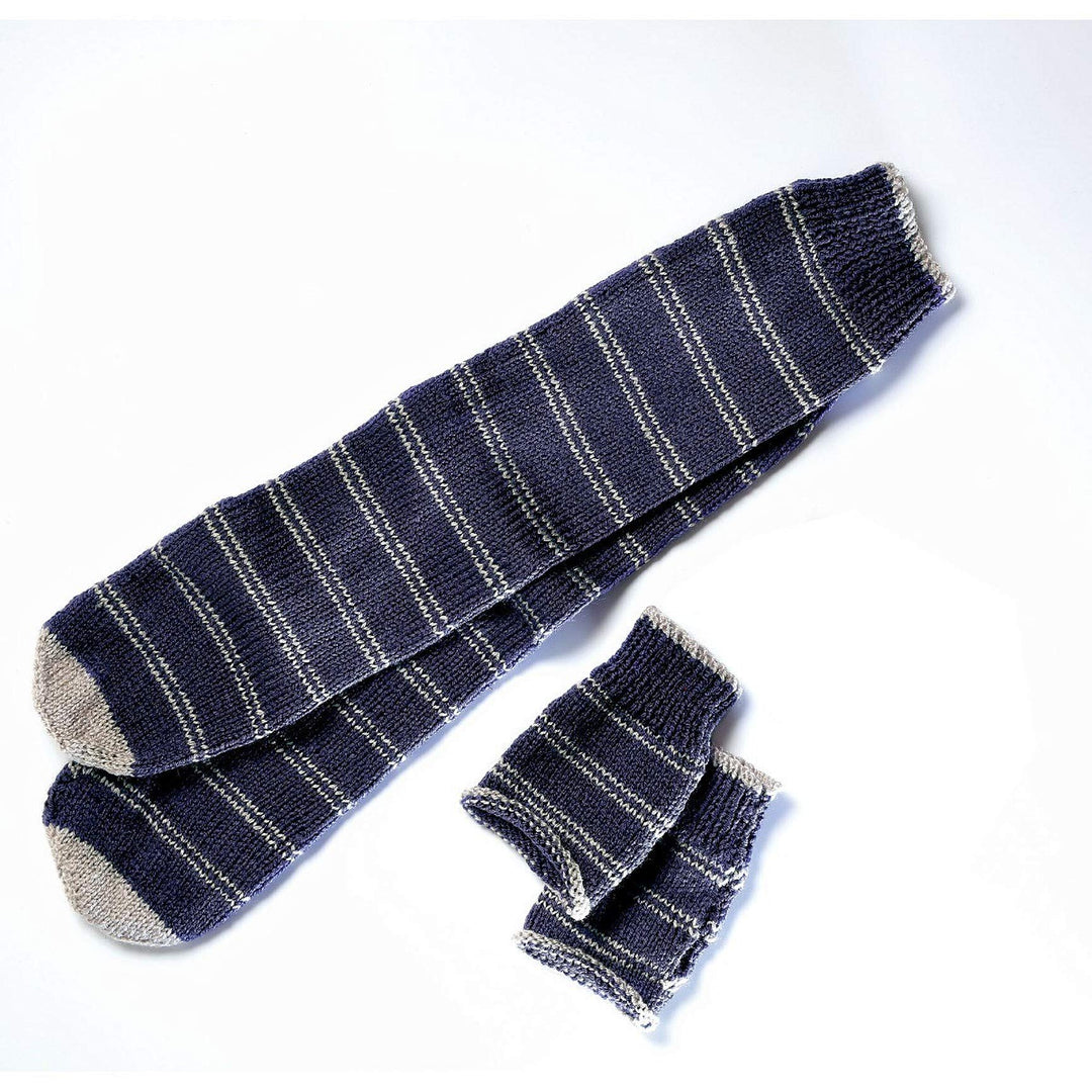 Strickset Socken &amp; Fäustlinge Ravenclaw Harry Potter Indigo Silber - Bild 5