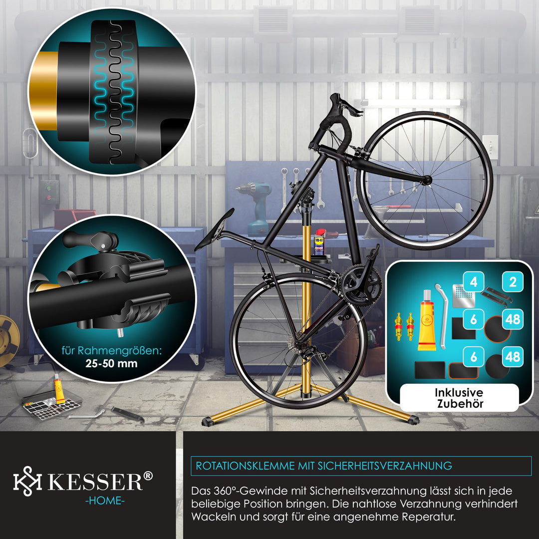 Fahrrad-Montageständer Aluminium 360° drehbar bis 50 kg höhenverstellbar - Bild 6