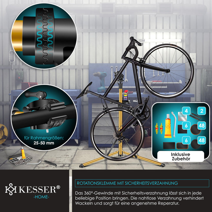 Fahrrad-Montageständer Aluminium 360° drehbar bis 50 kg höhenverstellbar - Bild 6