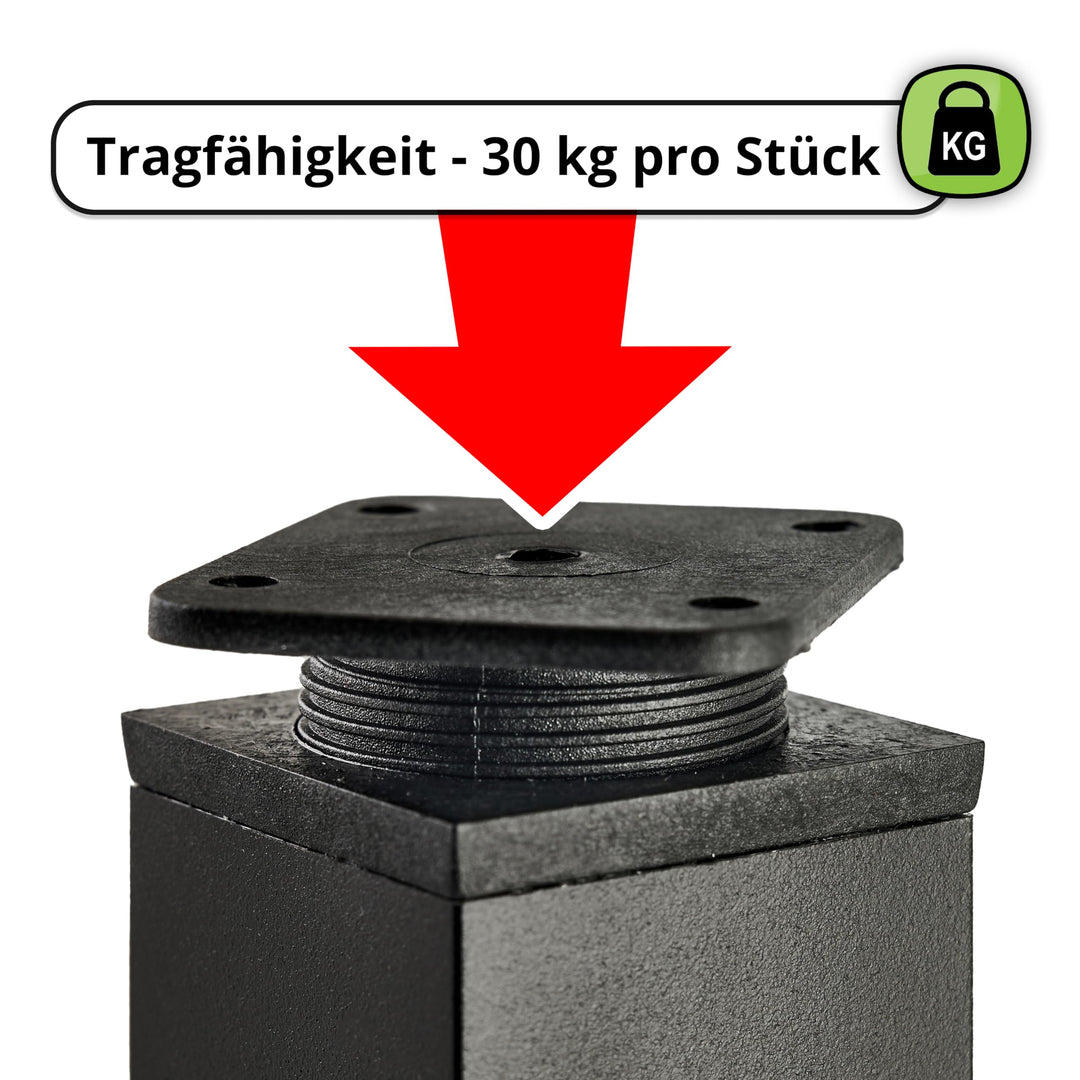 Möbelfüsse Aluminium verstellbar 120 mm 8er-Set schwarz - Bild 2