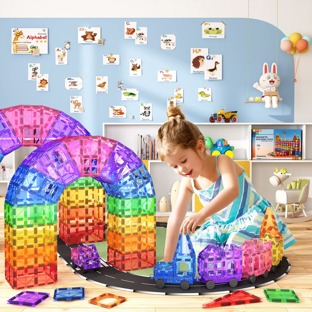 Magnetische Bausteine 100-teilig mit 2 Autos für Kinder ab 3 - Bild 7