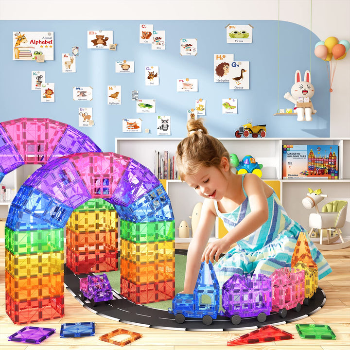 Magnetische Bausteine 100-teilig mit 2 Autos für Kinder ab 3 - Bild 7