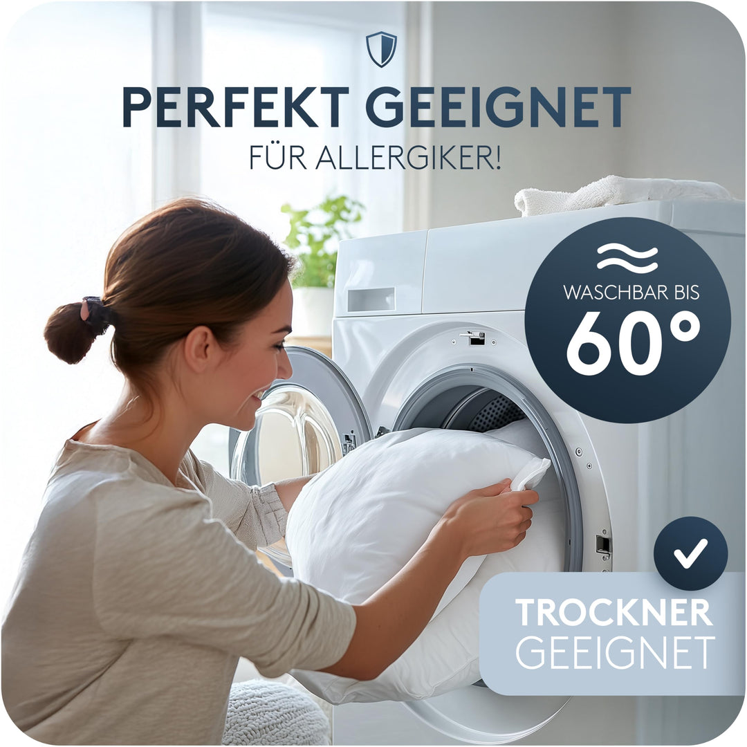 Daunenkissen 80x80 3-Kammer 90% Daunen mittelfest waschbar - Bild 7