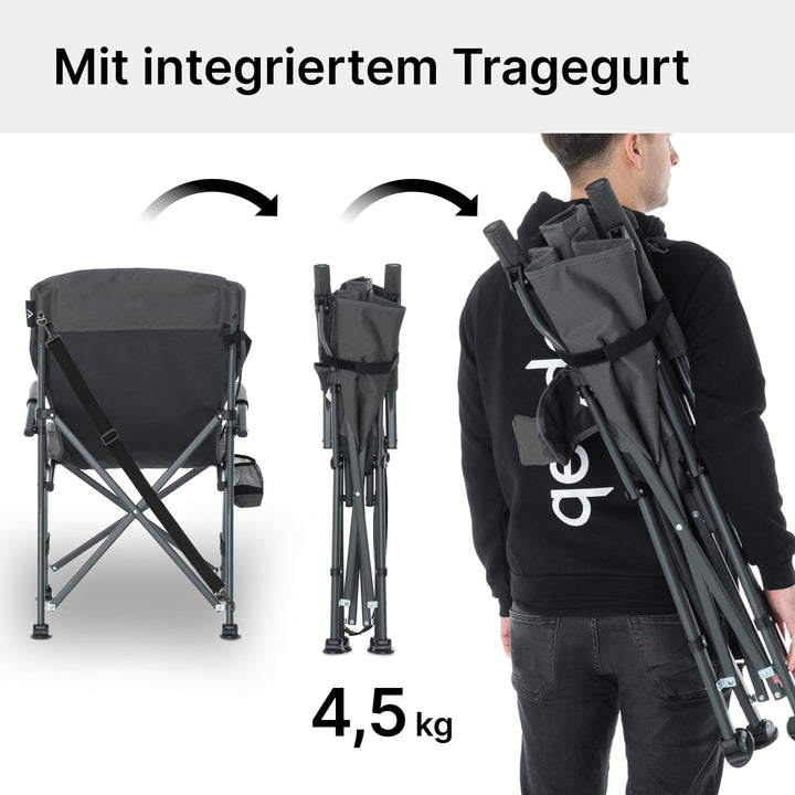 Campingstuhl faltbar 2er Set mit Getränkehalter, 150 kg, Stahl - Bild 7