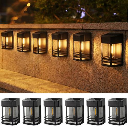 Solar Wandleuchte Aussen Retro Warmweiss 3 Helligkeitsstufen IP65 6er Set