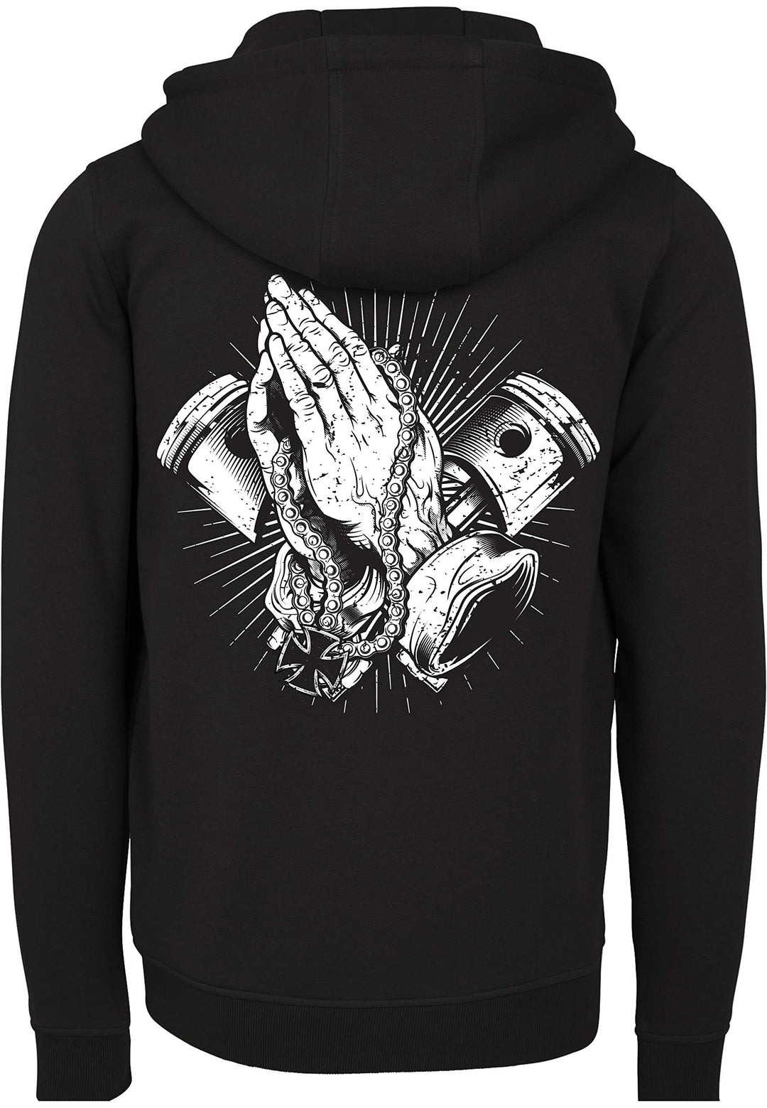 Zip-Hoodie Herren Biker-Design mit Stickerei &amp; Siebdruck Schwarz - Bild 4