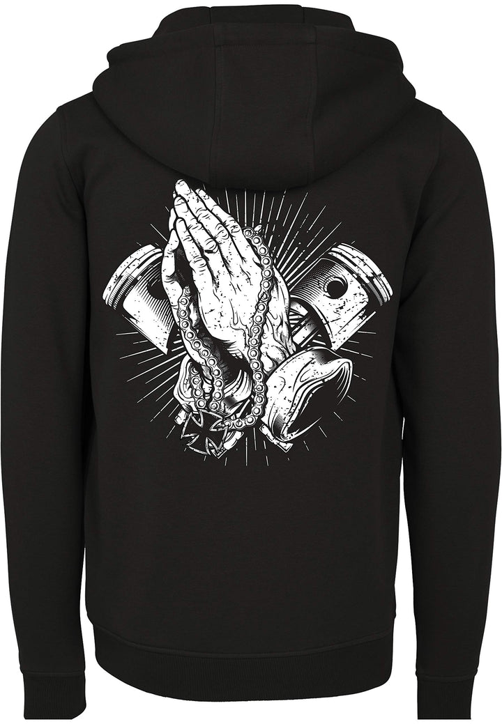 Zip-Hoodie Herren Biker-Design mit Stickerei &amp; Siebdruck Schwarz - Bild 4