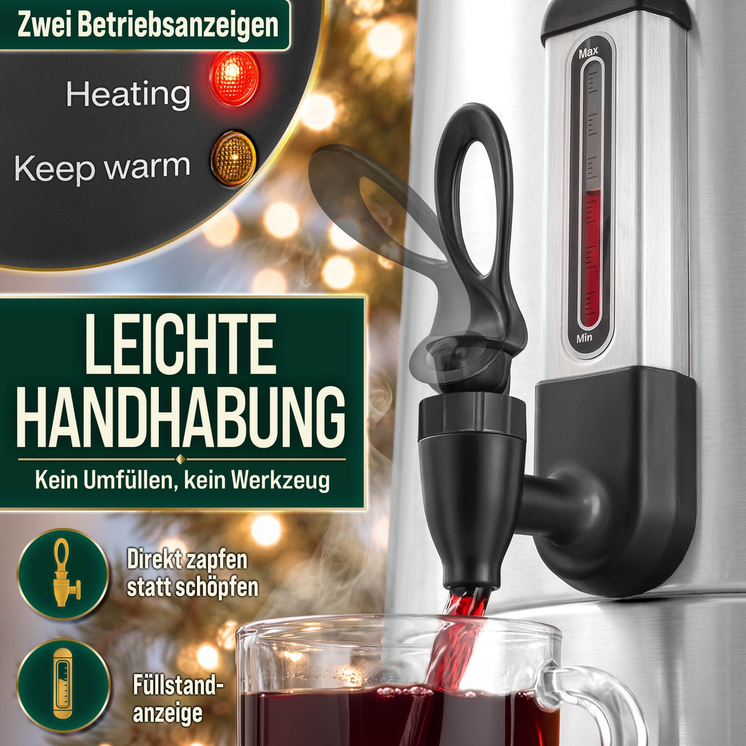 Glühweinkocher 20L Edelstahl mit Zapfhahn &amp; Thermostat 1500W - Bild 7
