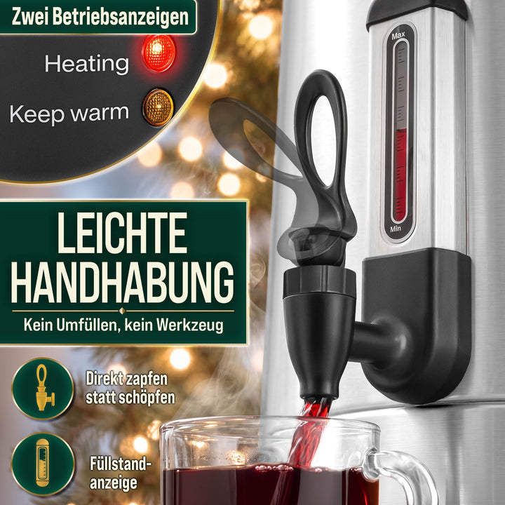Glühweinkocher 20L Edelstahl mit Zapfhahn &amp; Thermostat 1500W - Bild 7