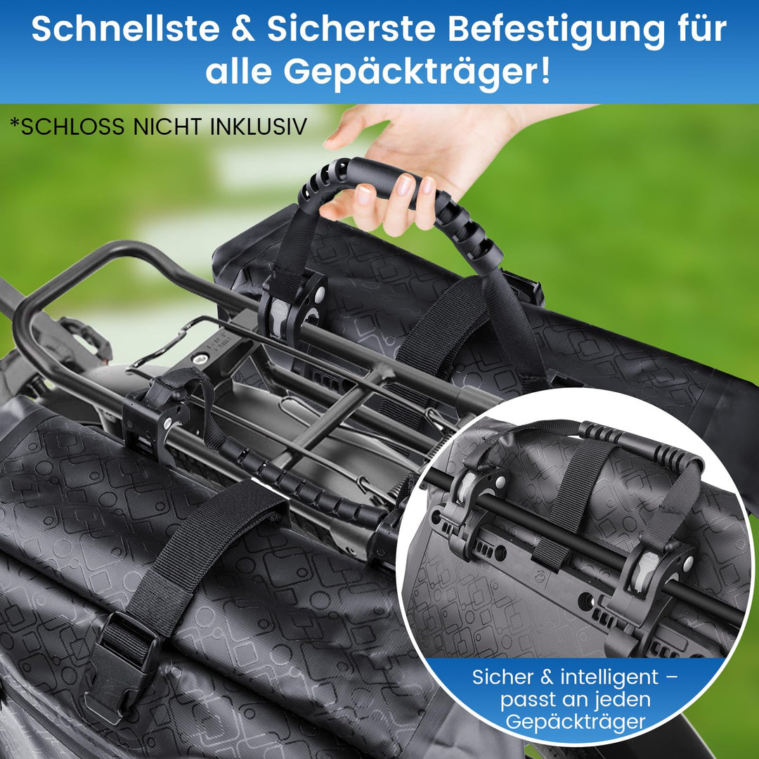 Gepäckträgertaschen Fahrrad 2er-Set wasserdicht 2x32L mit Reflektor - Bild 2