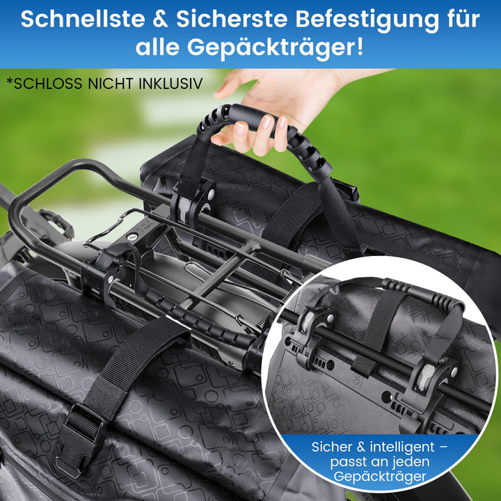 Gepäckträgertaschen Fahrrad 2er-Set wasserdicht 2x32L mit Reflektor - Bild 2