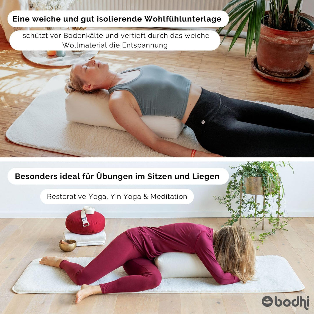 Schurwoll-Yogamatte 200x90 cm umsäumt 100% Schafwolle rutschfest - Bild 6