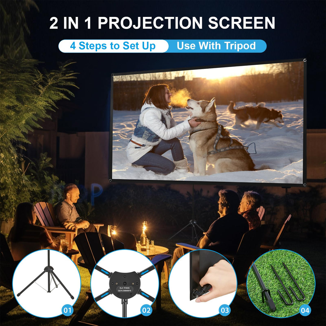 Beamer Leinwand 120 Zoll mit Stativ 16:9 4K HD für Heimkino - Bild 6