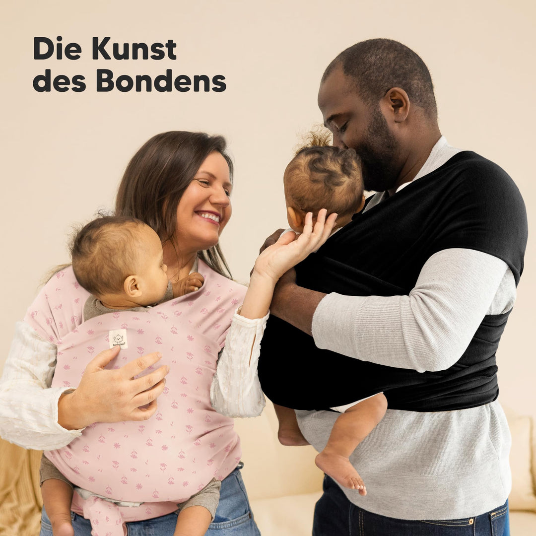 Babytrage ab Geburt elastisches Tragetuch Pink Daisies für Neugeborene - Bild 8