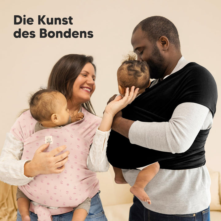 Babytrage ab Geburt elastisches Tragetuch Pink Daisies für Neugeborene - Bild 8