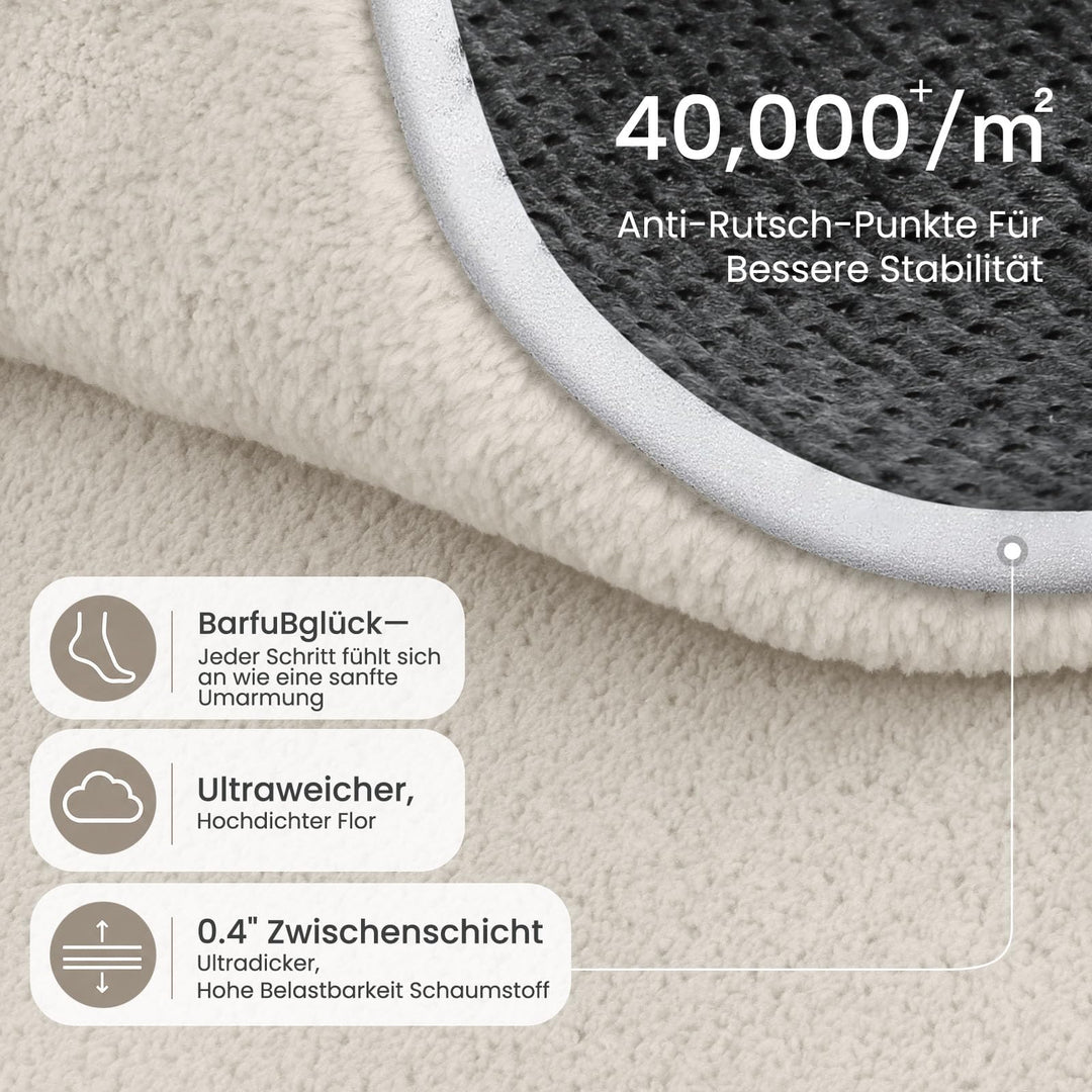 Flauschiger Hochflor Teppich Creme 200x300cm mit Rutschstopp - Bild 4