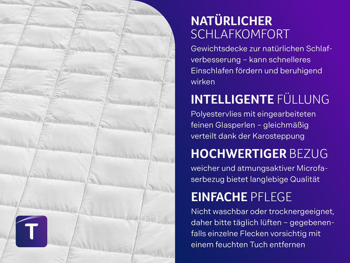 Gewichtsdecke 155x220 cm 9 kg Microfaser Öko-Tex für Erwachsene - Bild 3